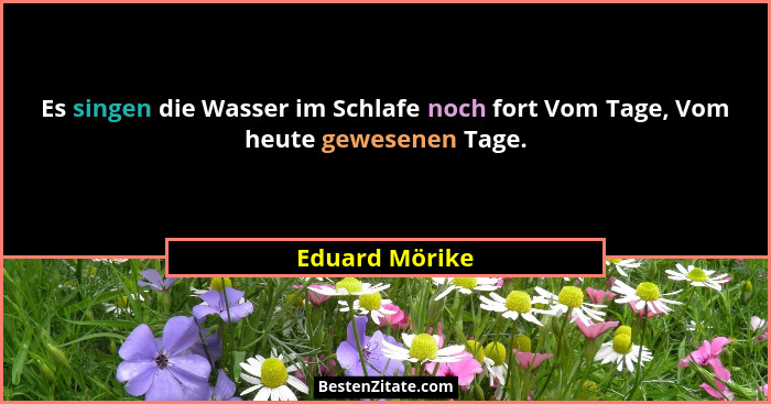 Es singen die Wasser im Schlafe noch fort Vom Tage, Vom heute gewesenen Tage.... - Eduard Mörike