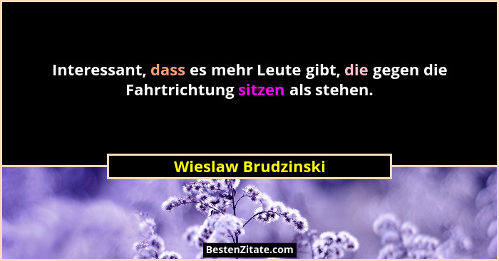 Interessant, dass es mehr Leute gibt, die gegen die Fahrtrichtung sitzen als stehen.... - Wieslaw Brudzinski