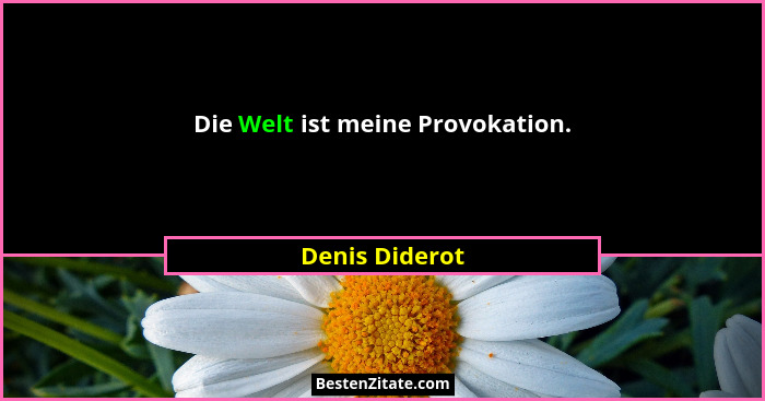Die Welt ist meine Provokation.... - Denis Diderot