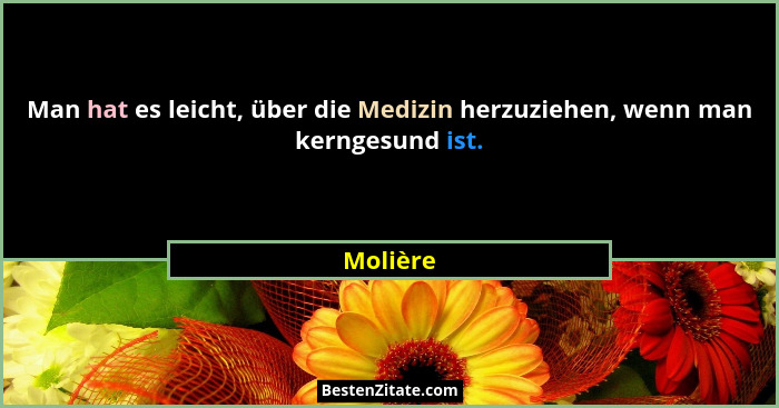 Man hat es leicht, über die Medizin herzuziehen, wenn man kerngesund ist.... - Molière