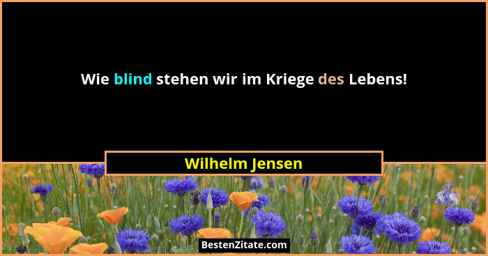Wie blind stehen wir im Kriege des Lebens!... - Wilhelm Jensen