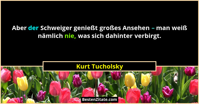 Aber der Schweiger genießt großes Ansehen – man weiß nämlich nie, was sich dahinter verbirgt.... - Kurt Tucholsky