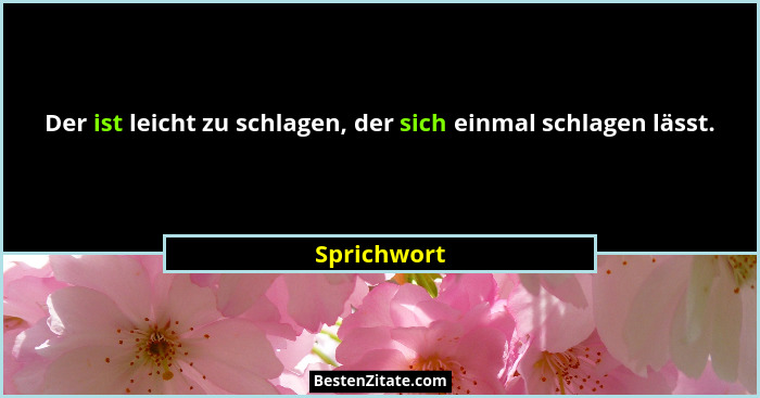 Der ist leicht zu schlagen, der sich einmal schlagen lässt.... - Sprichwort