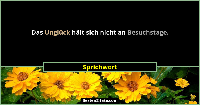Das Unglück hält sich nicht an Besuchstage.... - Sprichwort