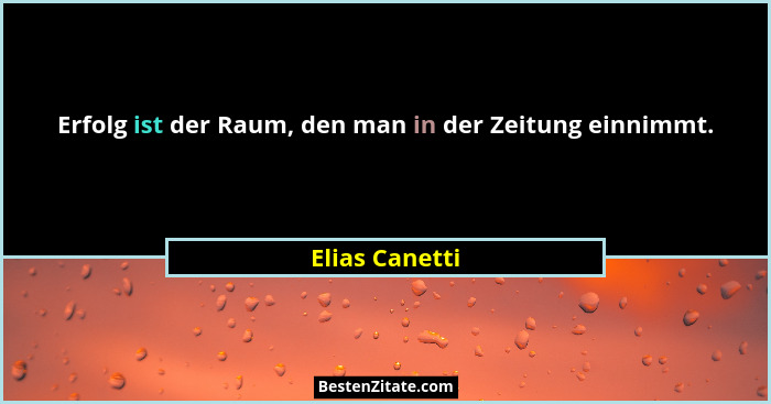 Erfolg ist der Raum, den man in der Zeitung einnimmt.... - Elias Canetti