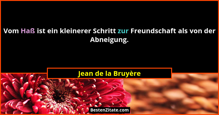Vom Haß ist ein kleinerer Schritt zur Freundschaft als von der Abneigung.... - Jean de la Bruyère