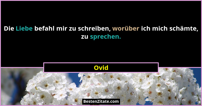 Die Liebe befahl mir zu schreiben, worüber ich mich schämte, zu sprechen.... - Ovid