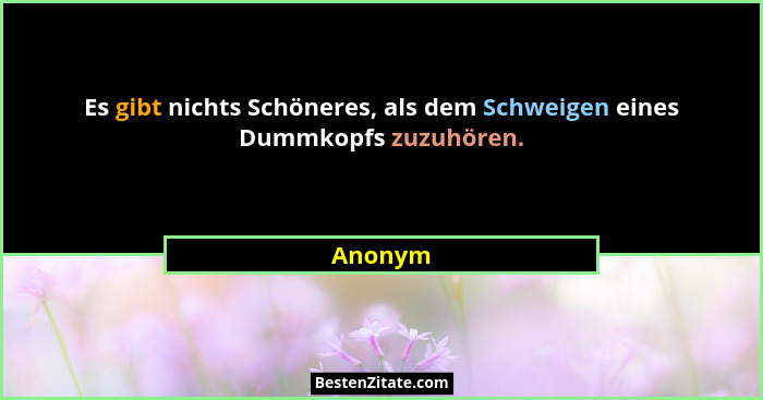 Es gibt nichts Schöneres, als dem Schweigen eines Dummkopfs zuzuhören.... - Anonym