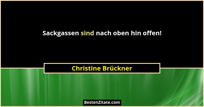 Sackgassen sind nach oben hin offen!... - Christine Brückner