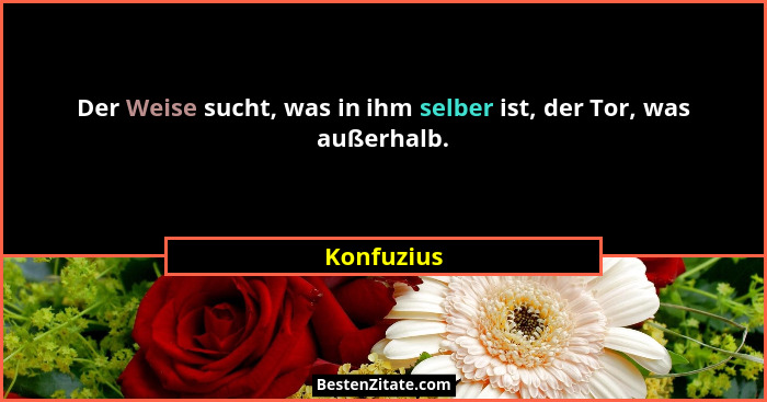 Der Weise sucht, was in ihm selber ist, der Tor, was außerhalb.... - Konfuzius