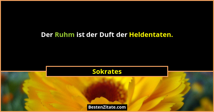 Der Ruhm ist der Duft der Heldentaten.... - Sokrates
