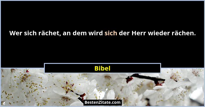 Wer sich rächet, an dem wird sich der Herr wieder rächen.... - Bibel