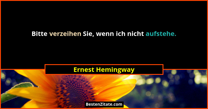 Bitte verzeihen Sie, wenn ich nicht aufstehe.... - Ernest Hemingway