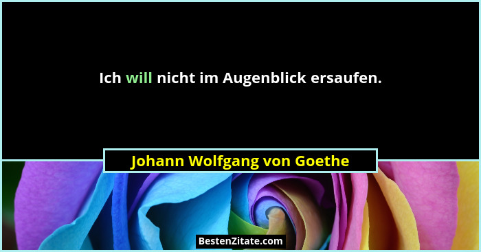 Ich will nicht im Augenblick ersaufen.... - Johann Wolfgang von Goethe