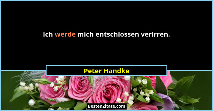Ich werde mich entschlossen verirren.... - Peter Handke