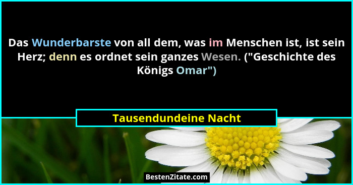 Das Wunderbarste von all dem, was im Menschen ist, ist sein Herz; denn es ordnet sein ganzes Wesen. ("Geschichte des Königs... - Tausendundeine Nacht