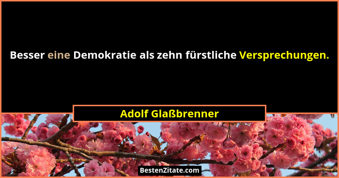Besser eine Demokratie als zehn fürstliche Versprechungen.... - Adolf Glaßbrenner