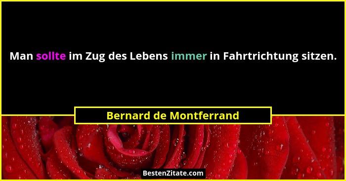 Man sollte im Zug des Lebens immer in Fahrtrichtung sitzen.... - Bernard de Montferrand