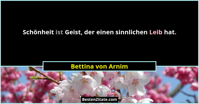 Schönheit ist Geist, der einen sinnlichen Leib hat.... - Bettina von Arnim