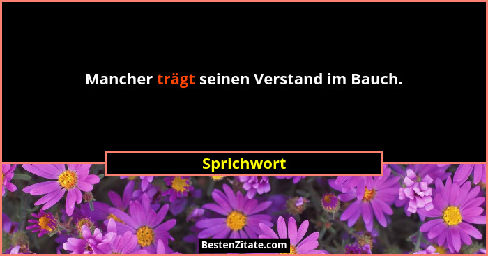 Mancher trägt seinen Verstand im Bauch.... - Sprichwort