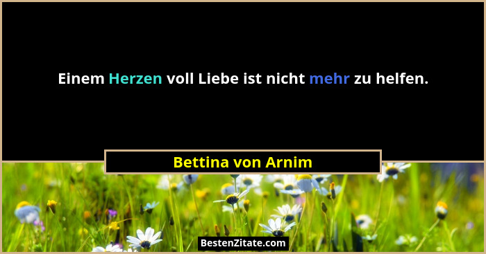 Einem Herzen voll Liebe ist nicht mehr zu helfen.... - Bettina von Arnim