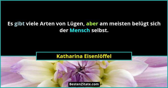 Es gibt viele Arten von Lügen, aber am meisten belügt sich der Mensch selbst.... - Katharina Eisenlöffel