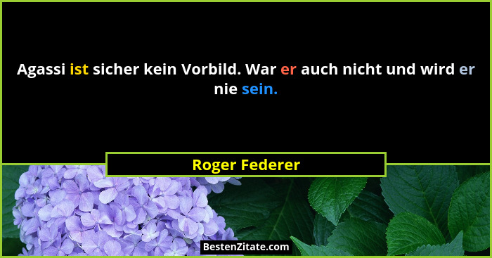 Agassi ist sicher kein Vorbild. War er auch nicht und wird er nie sein.... - Roger Federer