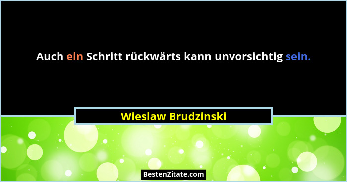 Auch ein Schritt rückwärts kann unvorsichtig sein.... - Wieslaw Brudzinski
