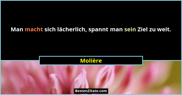 Man macht sich lächerlich, spannt man sein Ziel zu weit.... - Molière
