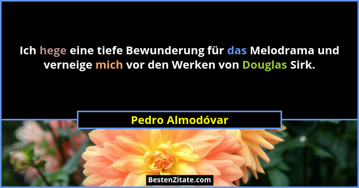 Ich hege eine tiefe Bewunderung für das Melodrama und verneige mich vor den Werken von Douglas Sirk.... - Pedro Almodóvar