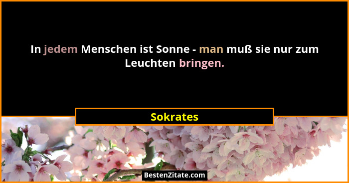 In jedem Menschen ist Sonne - man muß sie nur zum Leuchten bringen.... - Sokrates