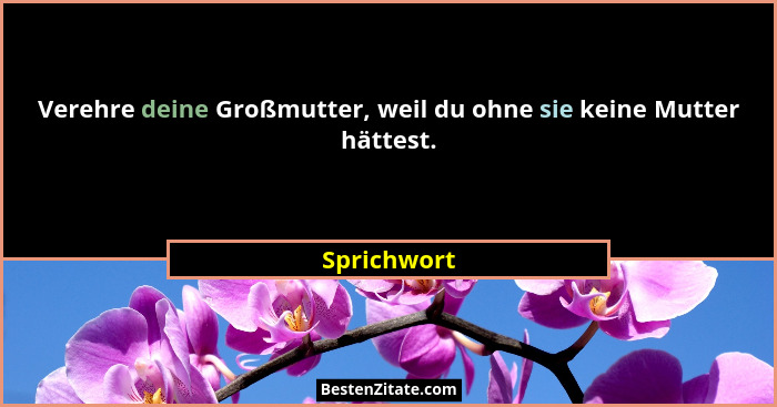 Verehre deine Großmutter, weil du ohne sie keine Mutter hättest.... - Sprichwort