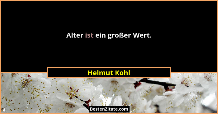 Alter ist ein großer Wert.... - Helmut Kohl