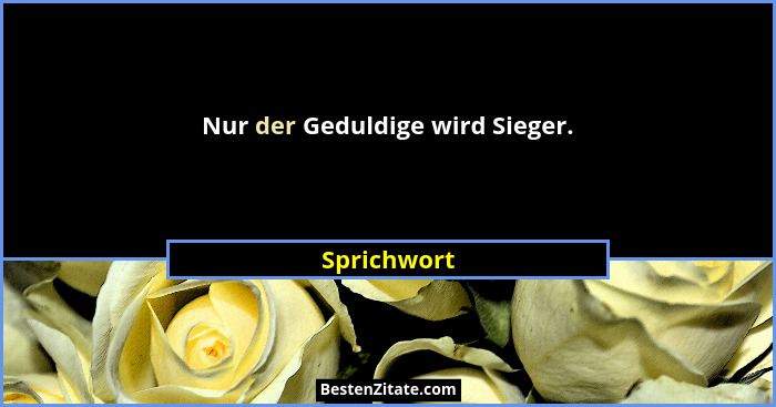 Nur der Geduldige wird Sieger.... - Sprichwort