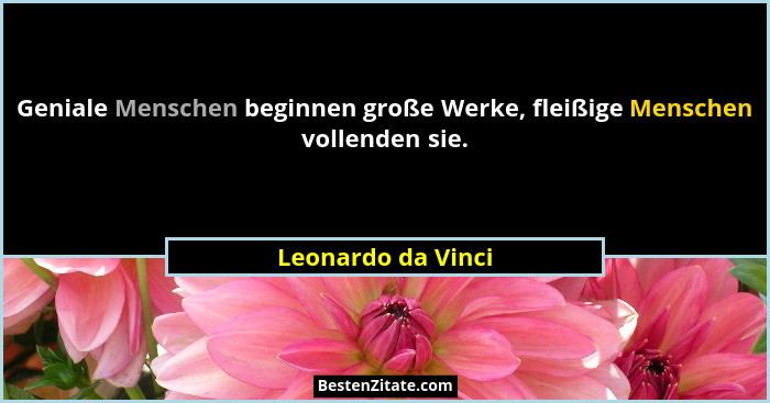 Geniale Menschen beginnen große Werke, fleißige Menschen vollenden sie.... - Leonardo da Vinci
