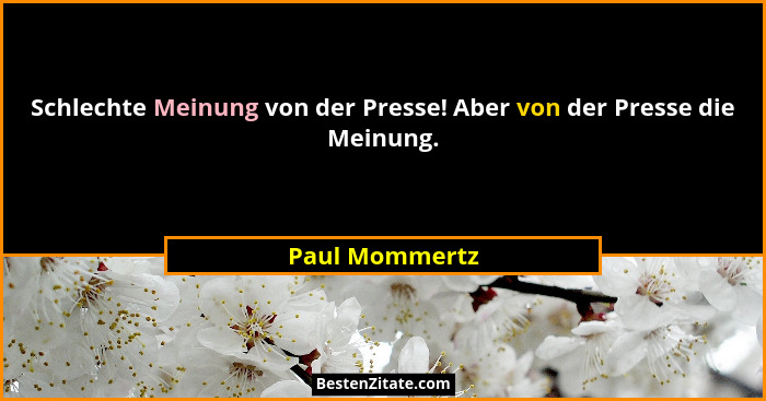 Schlechte Meinung von der Presse! Aber von der Presse die Meinung.... - Paul Mommertz