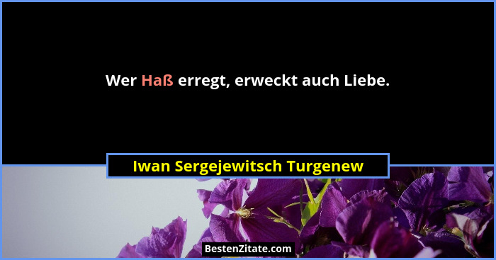 Wer Haß erregt, erweckt auch Liebe.... - Iwan Sergejewitsch Turgenew