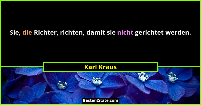 Sie, die Richter, richten, damit sie nicht gerichtet werden.... - Karl Kraus
