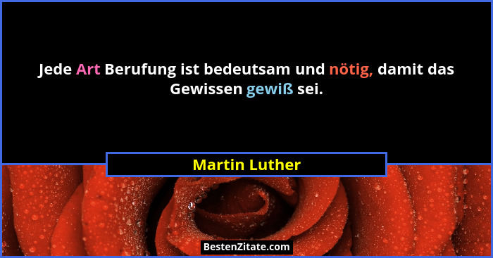 Jede Art Berufung ist bedeutsam und nötig, damit das Gewissen gewiß sei.... - Martin Luther