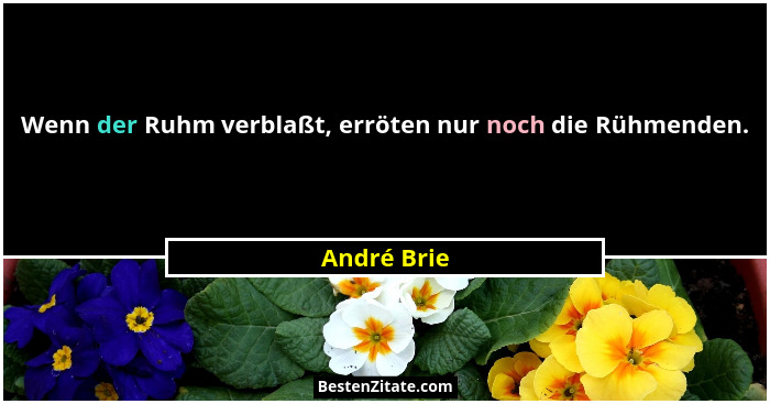 Wenn der Ruhm verblaßt, erröten nur noch die Rühmenden.... - André Brie