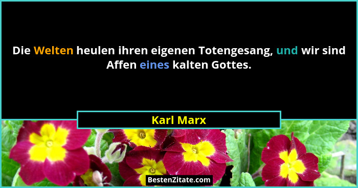 Die Welten heulen ihren eigenen Totengesang, und wir sind Affen eines kalten Gottes.... - Karl Marx