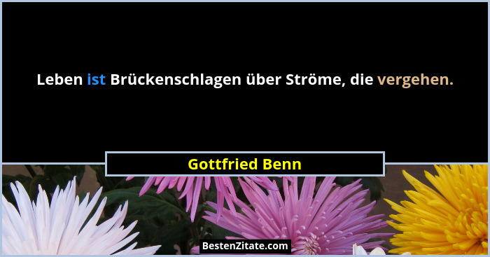 Leben ist Brückenschlagen über Ströme, die vergehen.... - Gottfried Benn