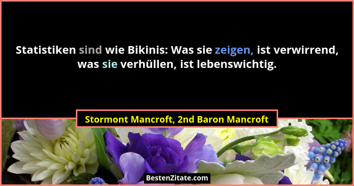 Statistiken sind wie Bikinis: Was sie zeigen, ist verwirrend, was sie verhüllen, ist lebenswichtig.... - Stormont Mancroft, 2nd Baron Mancroft