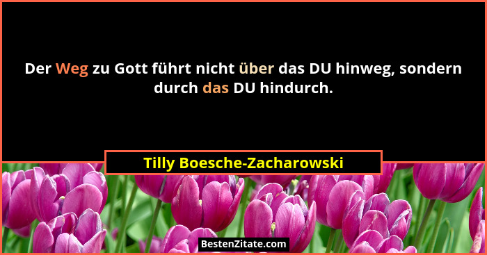 Der Weg zu Gott führt nicht über das DU hinweg, sondern durch das DU hindurch.... - Tilly Boesche-Zacharowski