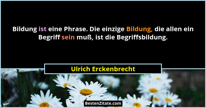 Bildung ist eine Phrase. Die einzige Bildung, die allen ein Begriff sein muß, ist die Begriffsbildung.... - Ulrich Erckenbrecht