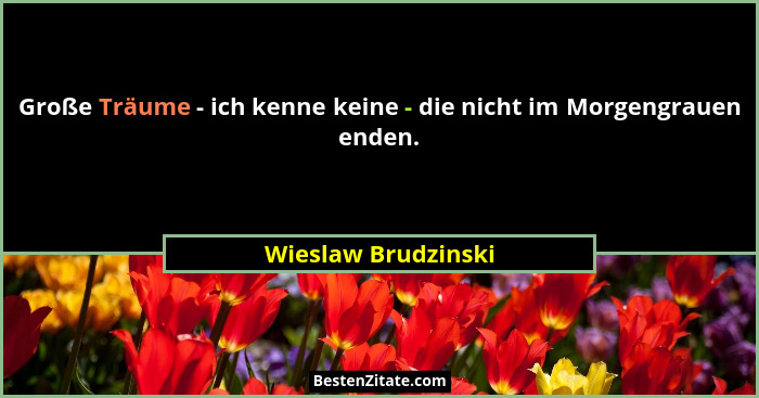 Große Träume - ich kenne keine - die nicht im Morgengrauen enden.... - Wieslaw Brudzinski