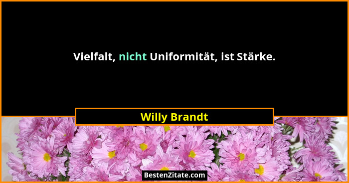 Vielfalt, nicht Uniformität, ist Stärke.... - Willy Brandt