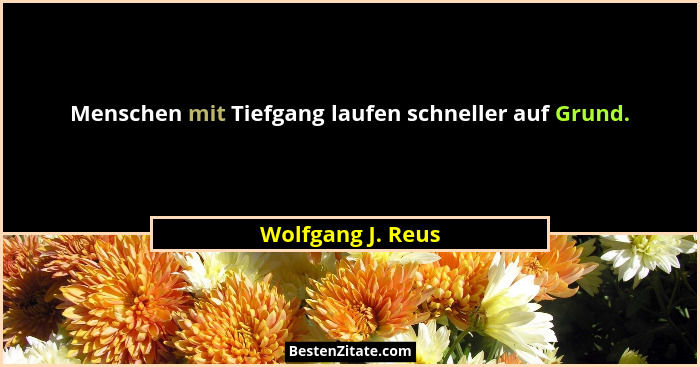 Menschen mit Tiefgang laufen schneller auf Grund.... - Wolfgang J. Reus
