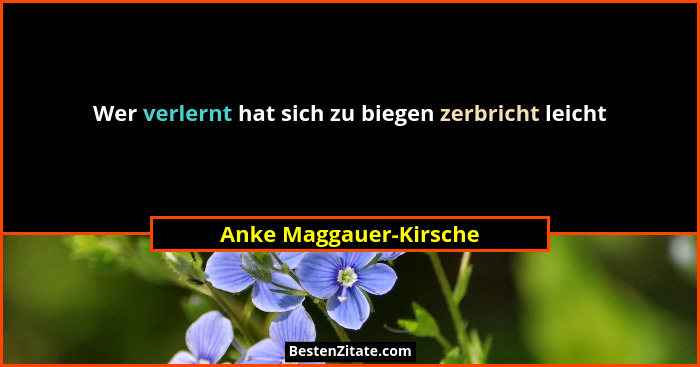 Wer verlernt hat sich zu biegen zerbricht leicht... - Anke Maggauer-Kirsche