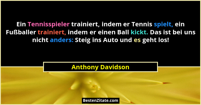 Ein Tennisspieler trainiert, indem er Tennis spielt, ein Fußballer trainiert, indem er einen Ball kickt. Das ist bei uns nicht ande... - Anthony Davidson
